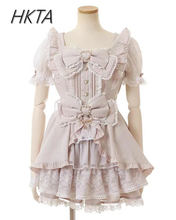 Liz Dress Set Women Outfit Japanese Cute Girl Mini Mass Production Sweet Bow Sh… - Image 4