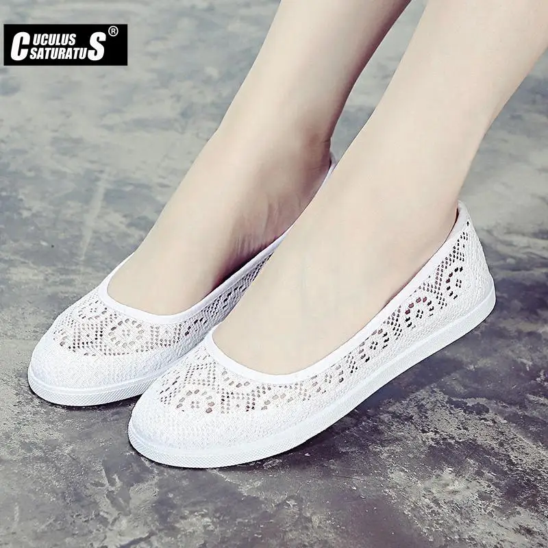 Cuculus Summer Women Shoes nurse shoes Casual Cutouts Lace Canvas Shoes Hollow Floral Breathable Platform Flat Shoes feminino436