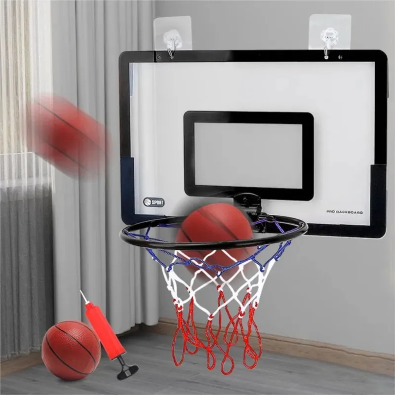 Indoor Children Safety Funny Game Kids Mini Home Exercise Basketball Hoop Set Wall Frame Stand Lifting Basket Hanging Backboard