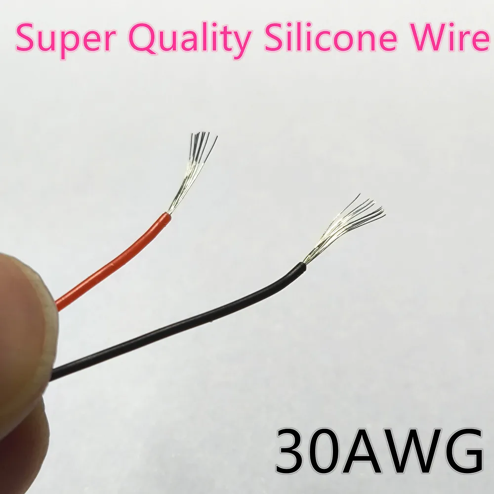 1/3/5Meters 0.8A Red+Black 30AWG Heat-resistant Cable Soft Silicone Cover Wire Line Tin Plated Copper Core DIY Model Airplane