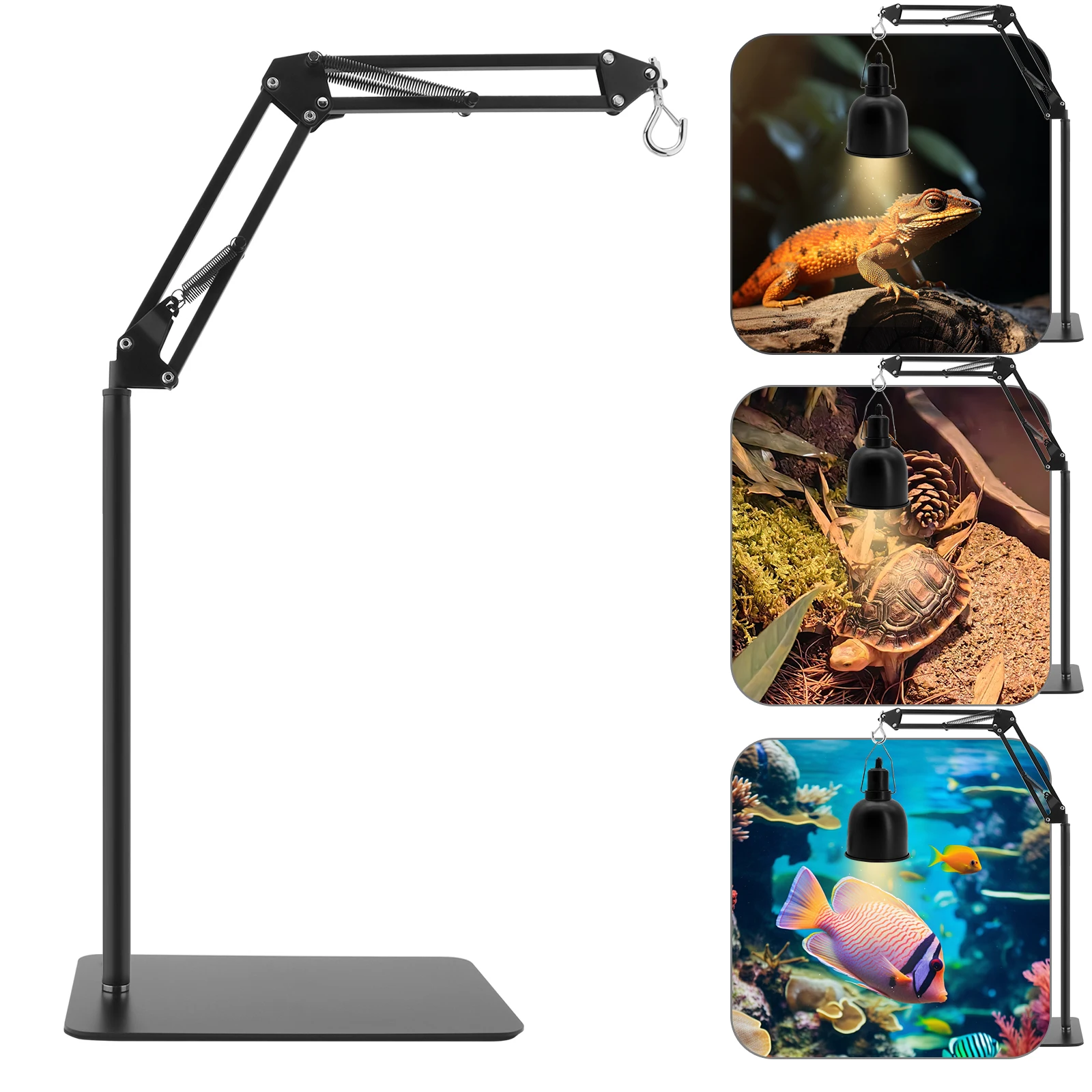 Lamp Stand Reptile Light Stand Adjustable 15.7inch to 68.9inch Heat Lamp Metal Bracket Floor Light Holder for Lizards Turtles