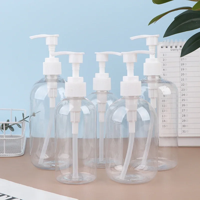 Portable 200-500ml Empty Pump Dispenser Bottles Cylinder Shampoo Lotion Durable Refillable Containers For Liquid Soap
