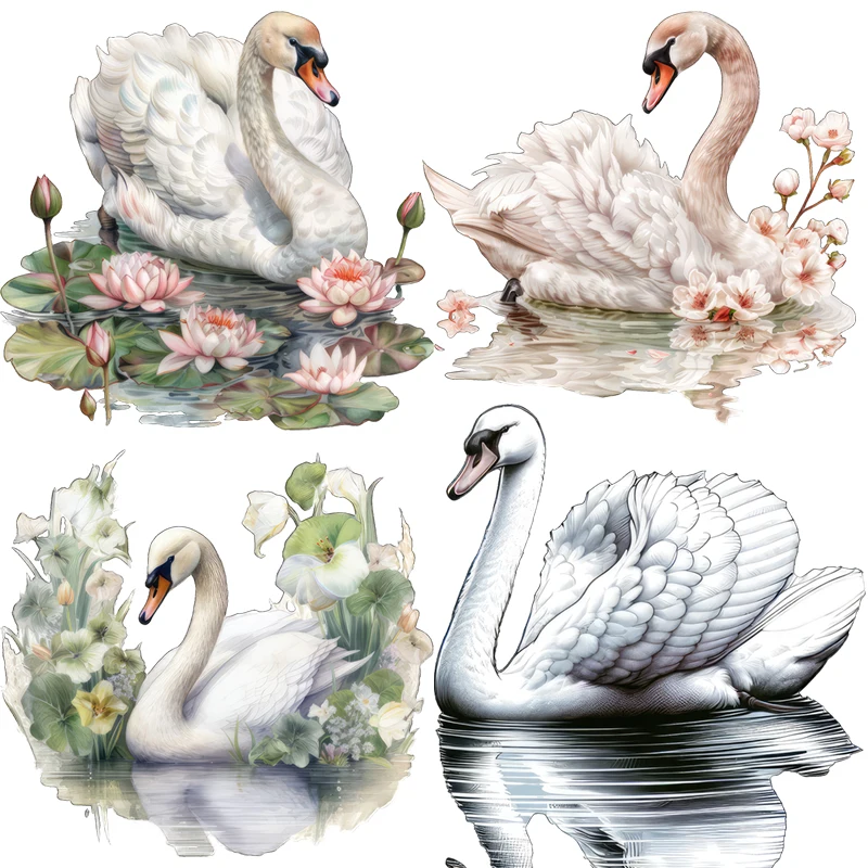 Three Ratels QN48 Elegant white swan cartoon animal wall stickers for home decoration shop window stickers car decals
