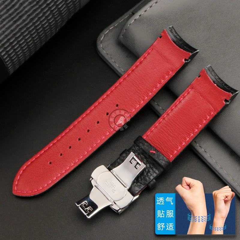 Curved End Leather Watch Strap 22mm for Casio EDIFICE Series 5512 EQB-800 EQB-900 EQB-500 EQB-501 EQB-800BL Bracelet Watchband