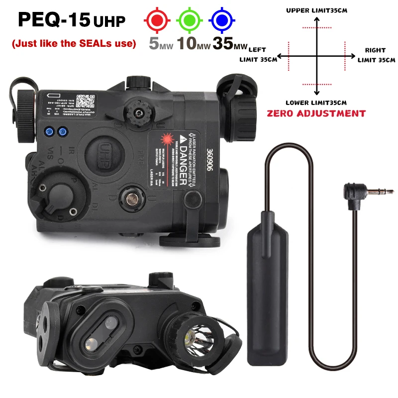 Tactical PEQ-15 PEQ15 Red Green Blue Laser IR Fill Light LED Strobe Hunting Scout Light Aiming Fit 20mm Rail PEQ