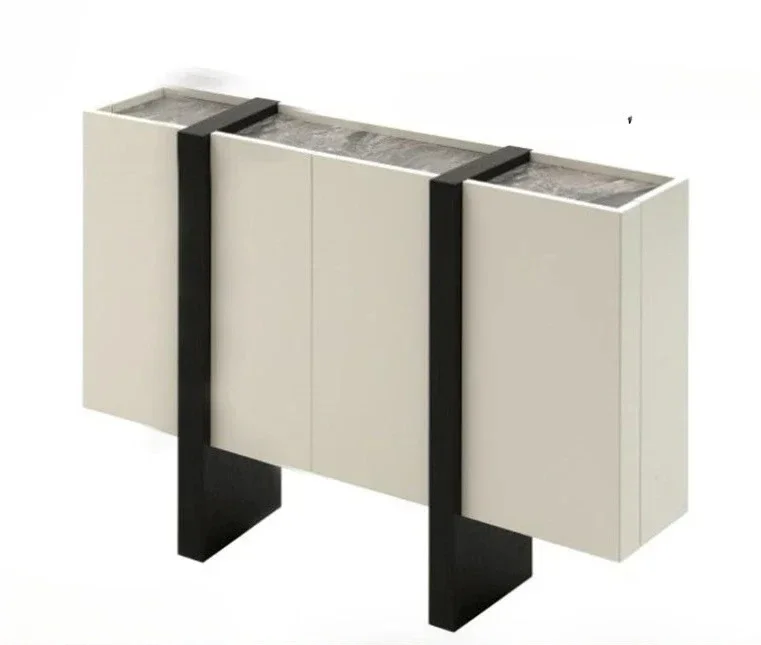 Italian cream style solid wood paint dining side cabinet modern simple entrance cabinet
