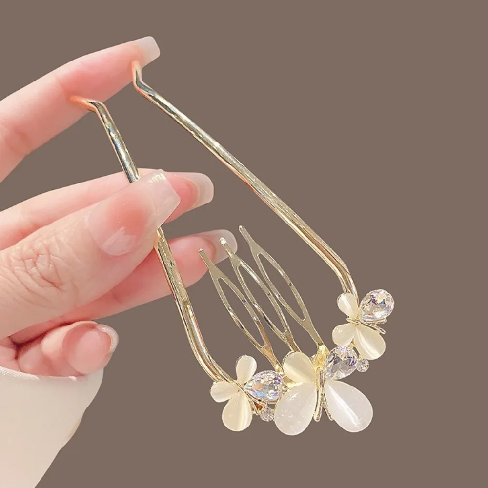 1pc Schmetterling U-Förmigen Haar Gabel Kämme Perle Haar Sticks Haar Clip Haarnadeln Frauen Mädchen Haar Zubehör Ornament Styling werkzeug – Detail 4