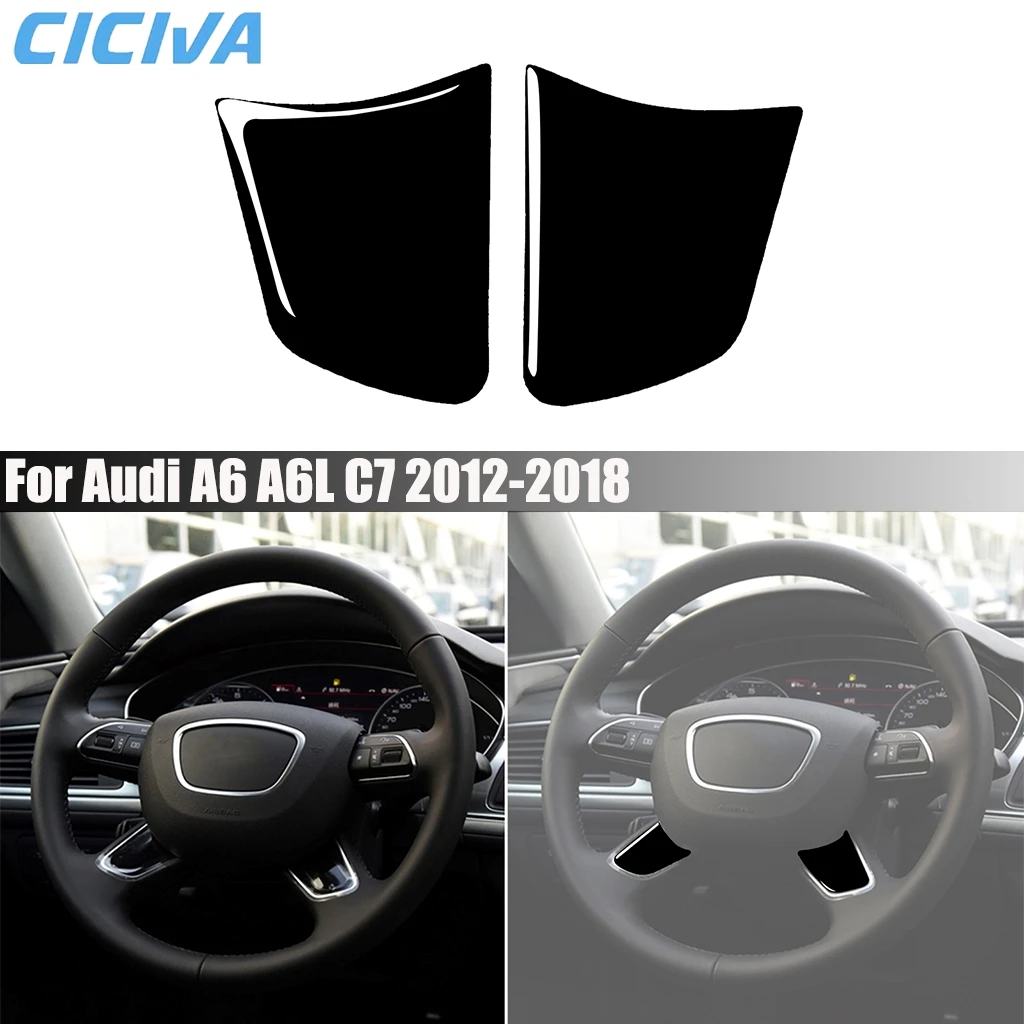 

Piano Black Car Accessories Driver Wheel Button Panel Modified Interior Trim Cover Soft Sticker For Audi A6 A6L S6 C7 2012-2018
