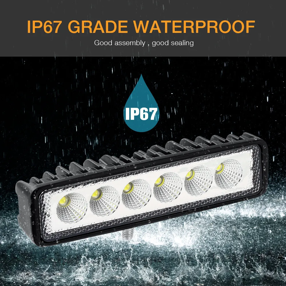 دائم سيارة LED ضوء العمل ضوء بار بقعة الفيضانات Worklight 12 فولت 18 واط مصباح ليد بار لشاحنة جرار الطرق الوعرة مركبة #5
