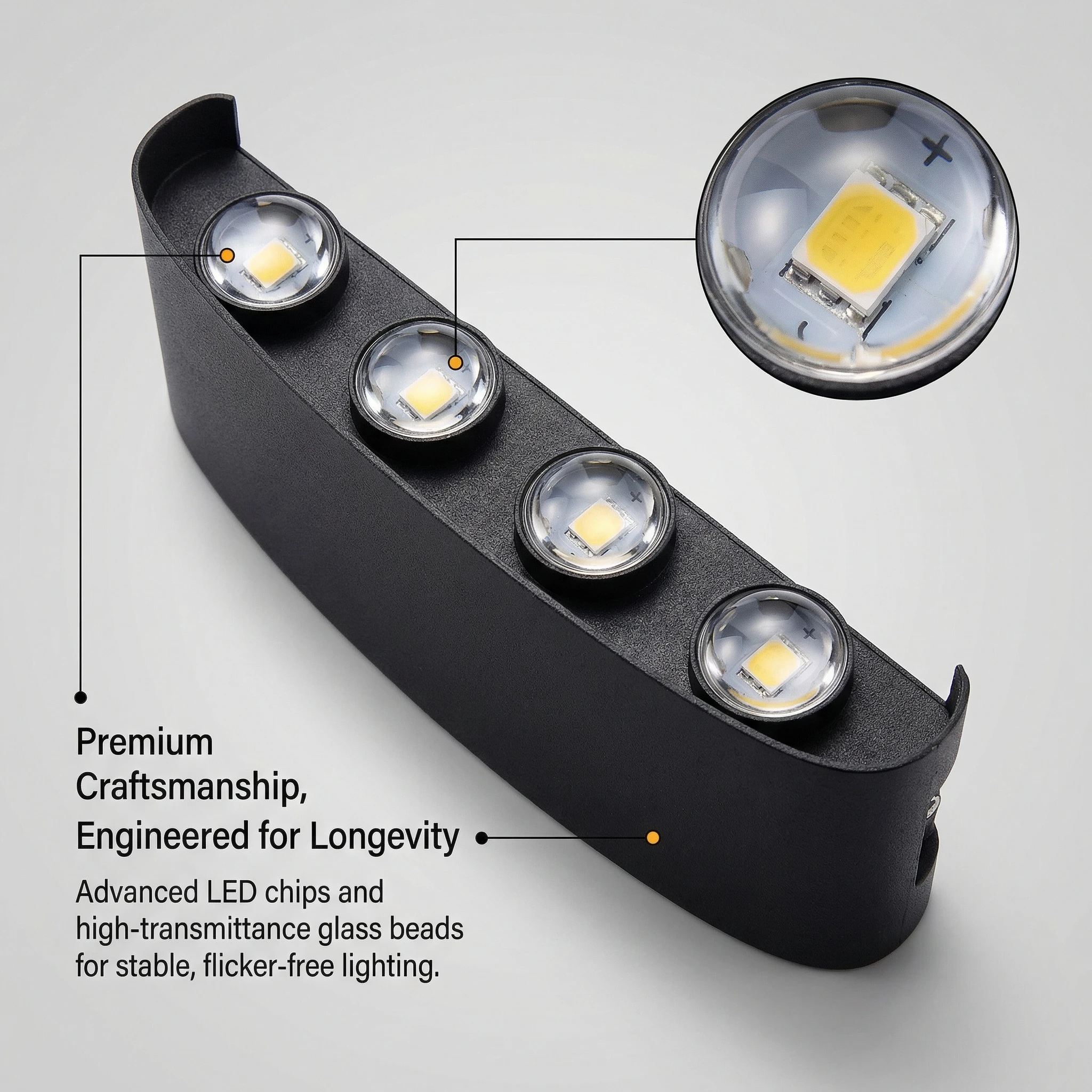 Lampu Dinding LED 2W/4W/6W/8W/10W Modern, Lampu Dinding Aluminium Hardwired, Lampu Dinding Hitam Model Up Down untuk Ruang Tamu