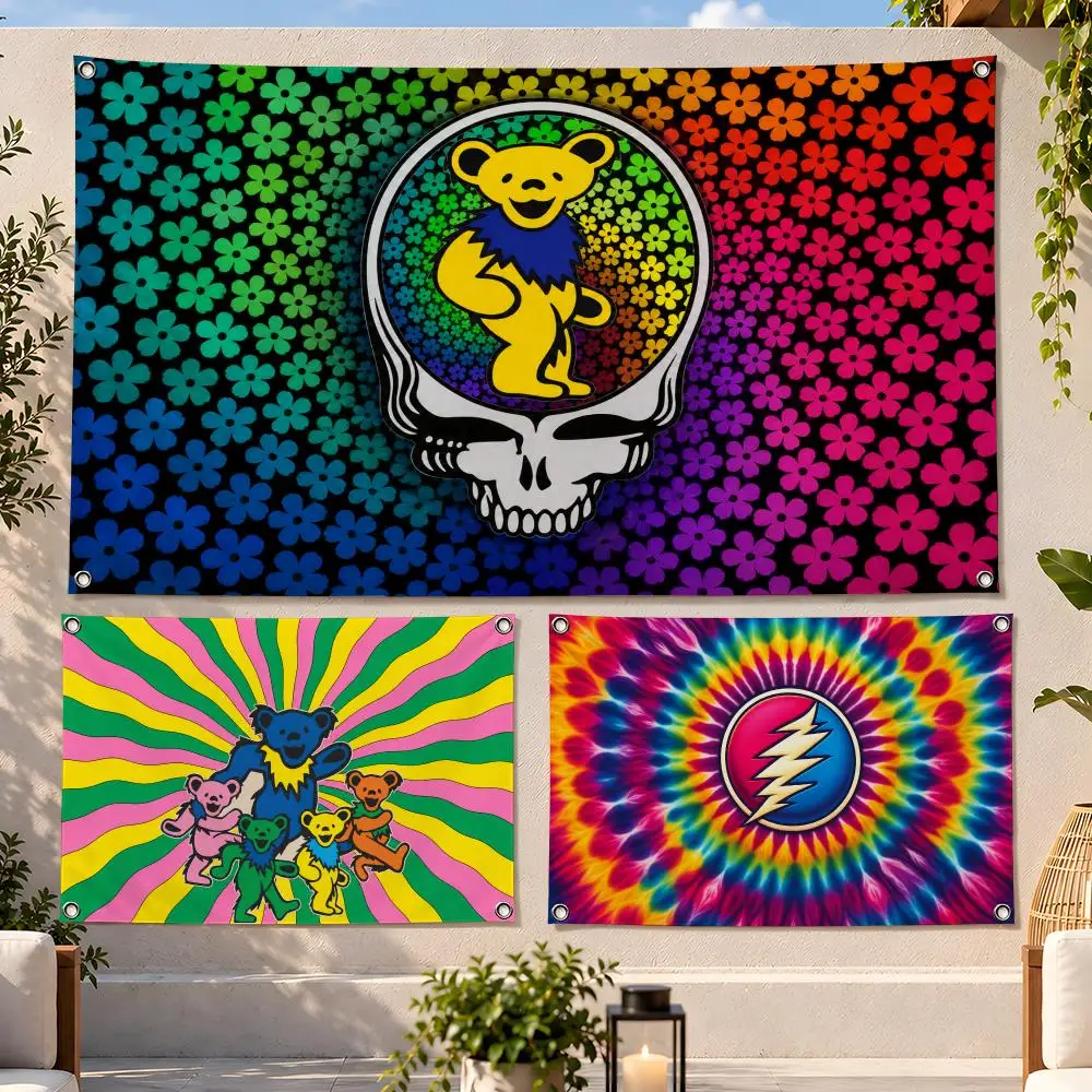 Band Psychedelic Rock Grateful Dead Flags Fan Flag Banner Wall Hanging Outdoor Yard Camping Dorm Garage Party Home Decor Gift