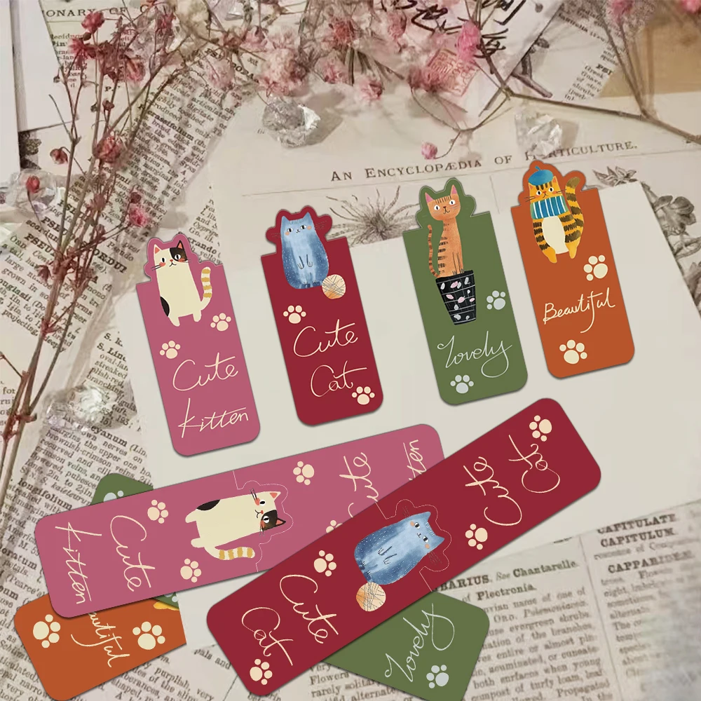 4PCS Creative Cartoon Cute Cat Magnetic Bookmark Student Supplies Books Page Interpage Personalized Decoration Bookmark