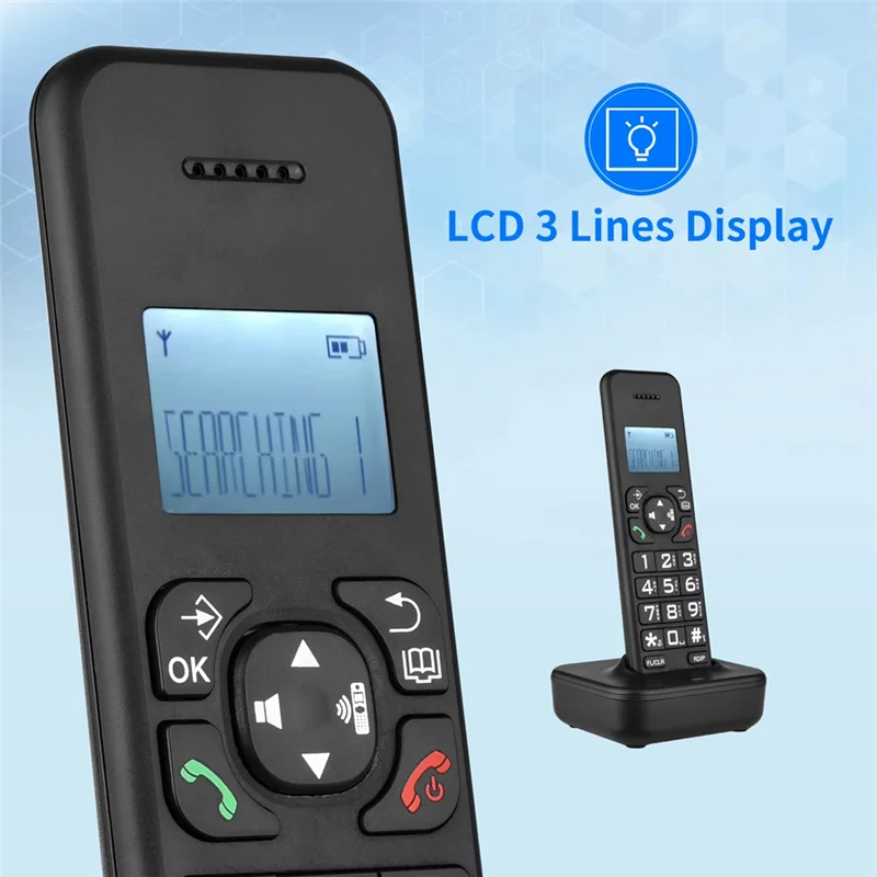 AY14 -D1102B Cordless Phone Caller ID/Call Waiting 1.6 Inch Backlight LCD 3 Line Screen Display 16 Languages US PLUG