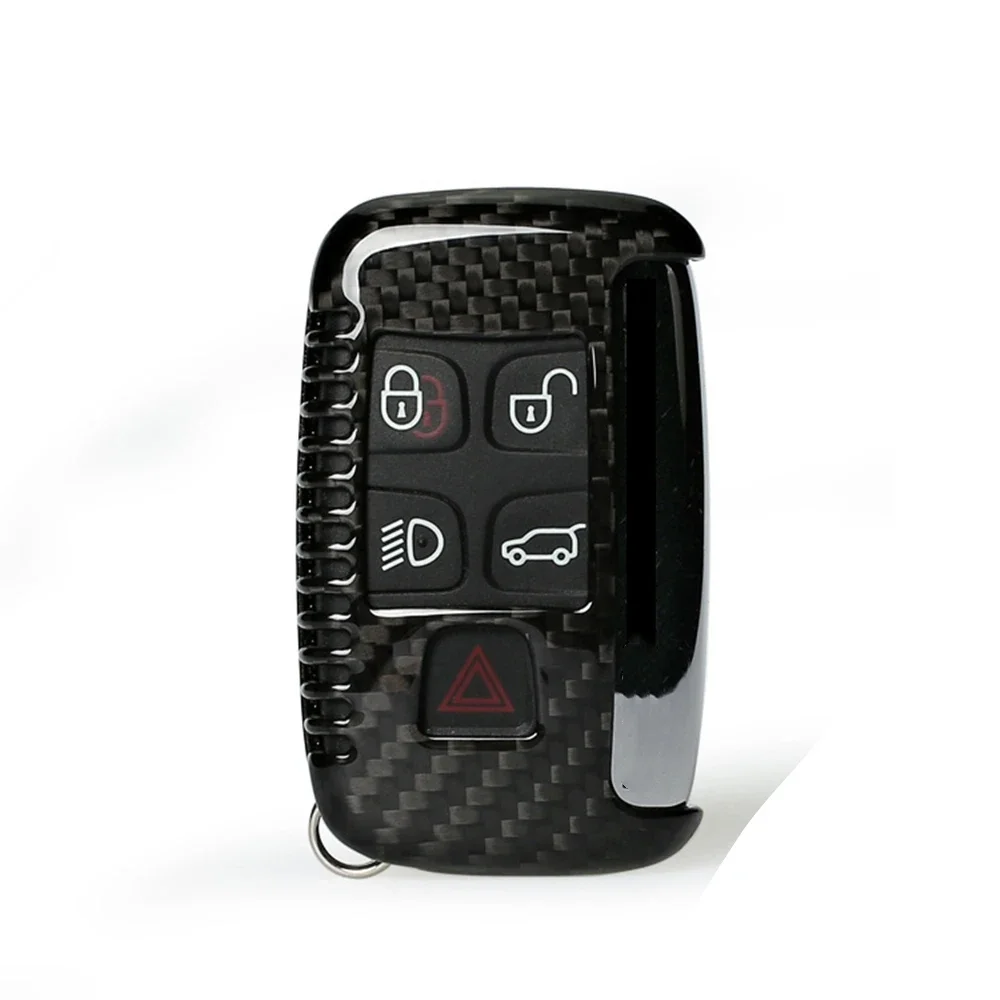 Pop Auto Remote Smart Key Fob Cover Case For Land Rover Jaguar XE XF 2017-2019 Real Carbon Fiber Black/Red Car Keychain Cap Shel