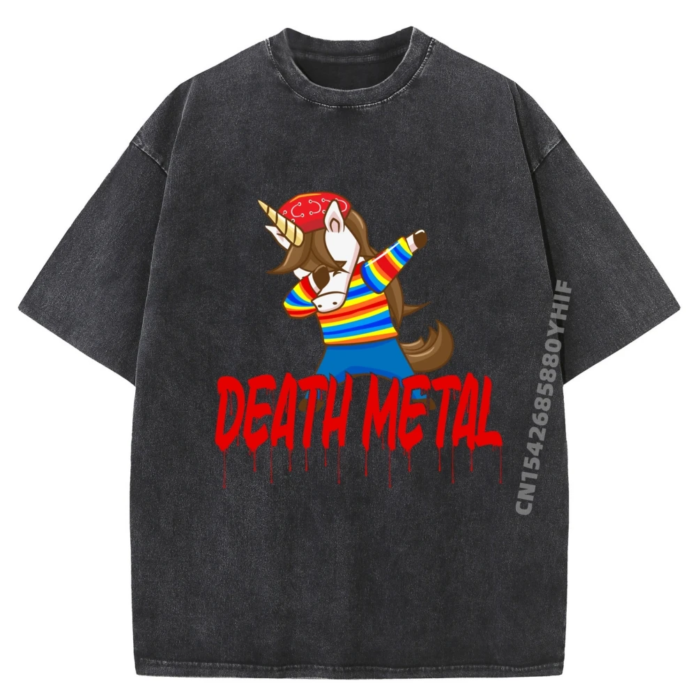 

Dabbing Unicorn Graphic Tees Men's Clothing Printed Tees Streetwear Washed T-Shirt Men Cotton Fashion Casual Summer Tops