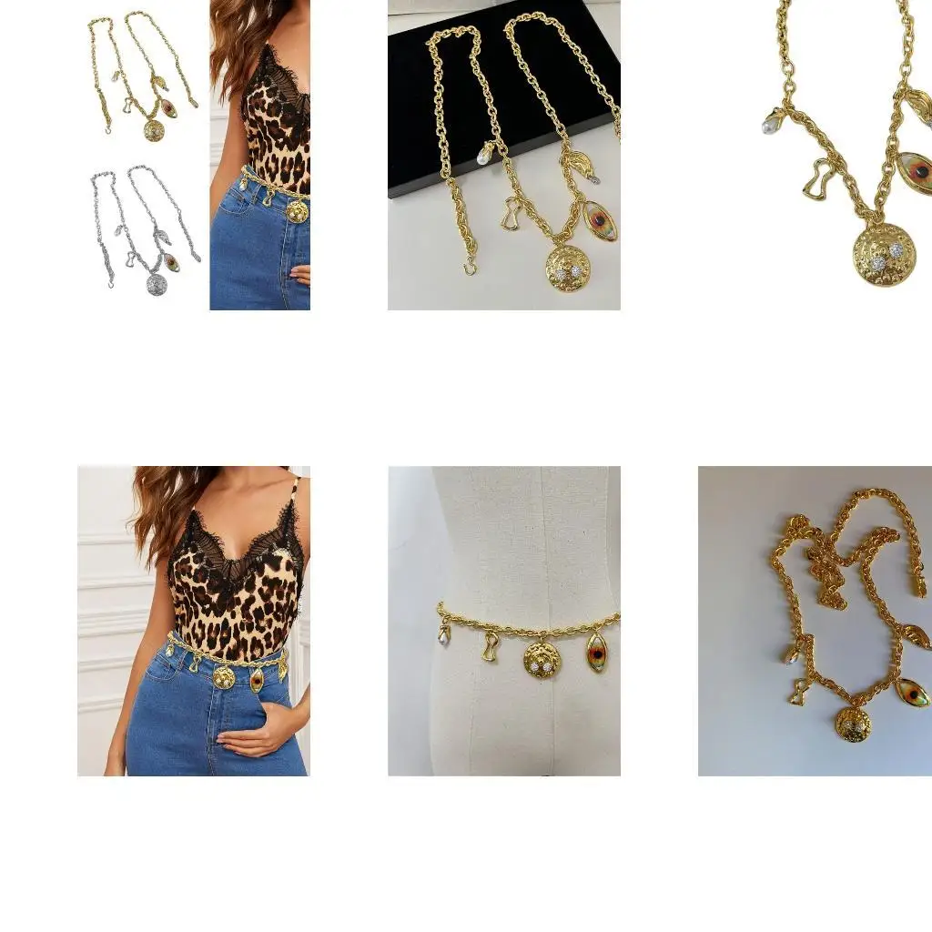 

39BB Elegant Waist Jewelry Evil Eyes Body Chain Adjustable Chain Belt Waist Decoration