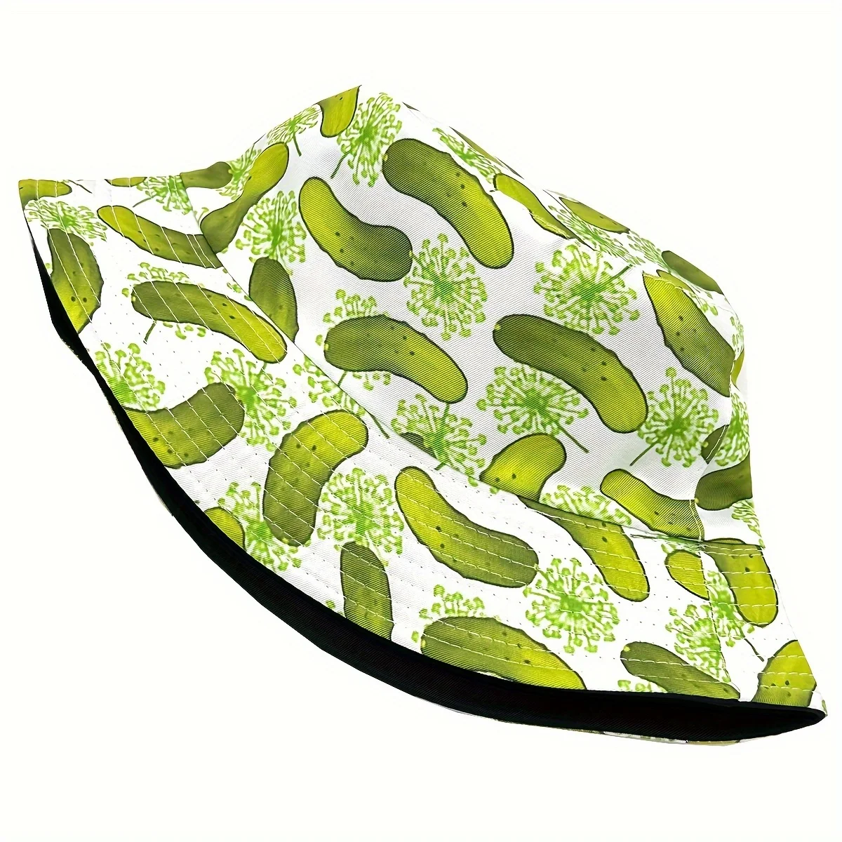 Pickle Print Bucket Hat, Funny Dill Pickle Pattern Sun Hat for Men & Women, Summer Beach Fishing Outdoor UPF Protection Cap