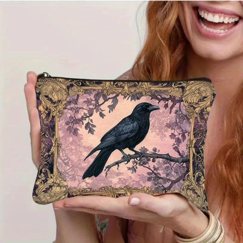 Uma bolsa de maquiagem retrô bruxa – bolsa multifuncional com zíper, bolsa de armazenamento de joias, bolsa de armazenamento pequena com zíper de viagem perfeita.