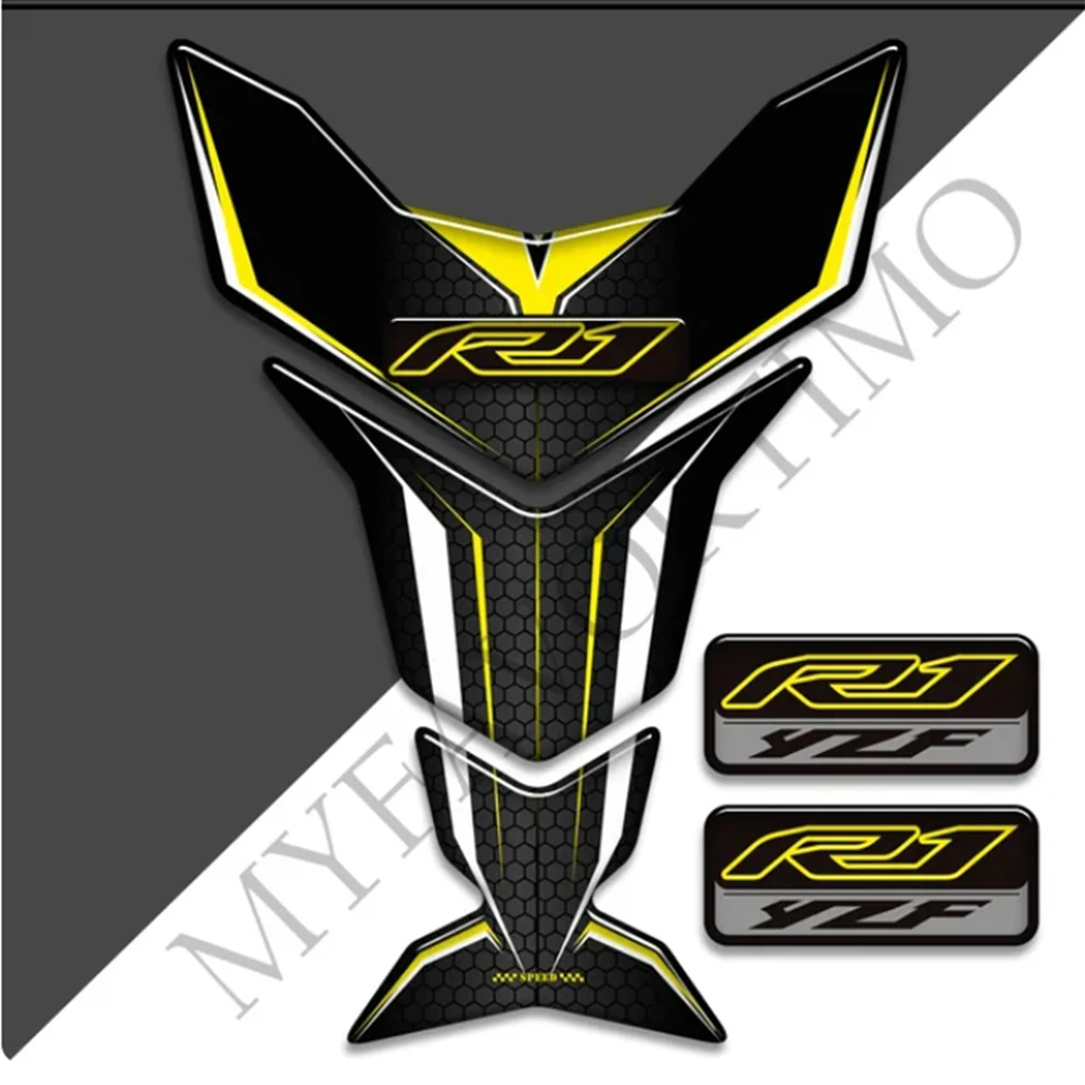 Tank Pad Stickers Decals Protector Motorcycle Emblem Logo Gas Knee Kit For YAMAHA YZF-R1 YZFR1 YZF R1 R 1000