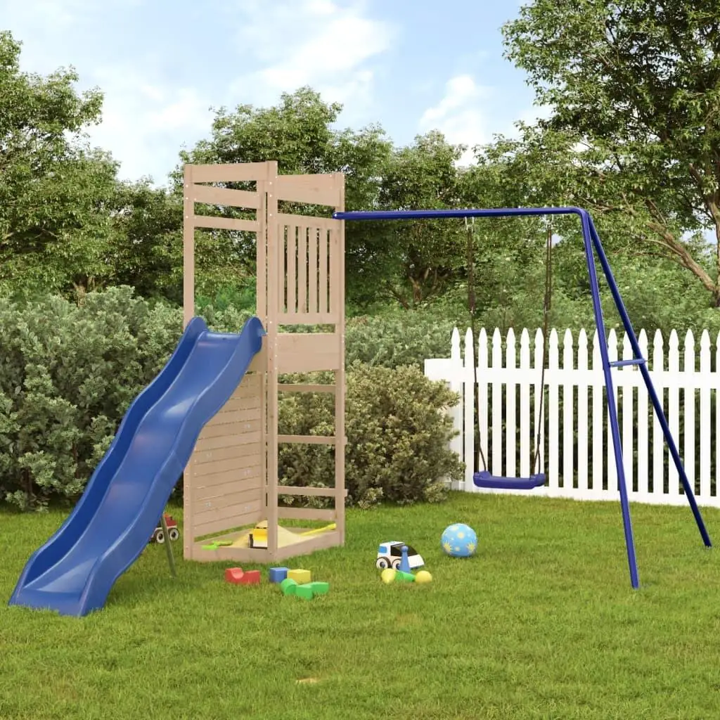 Outdoor Solid Pine Playset for Kids - Durable Wooden Playground Equipment