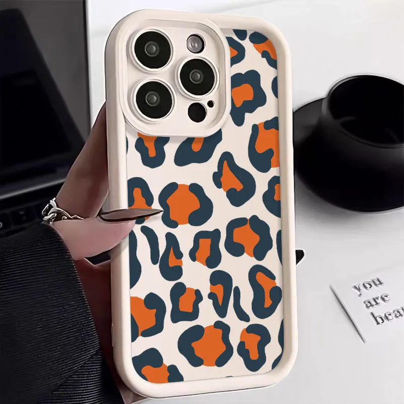 New Leopard Print Silicone Phone Case For iPhone 15 14 13 12 11 Pro Max XS XR X 7 8 Plus SE Bumper Soft Protectiou cover