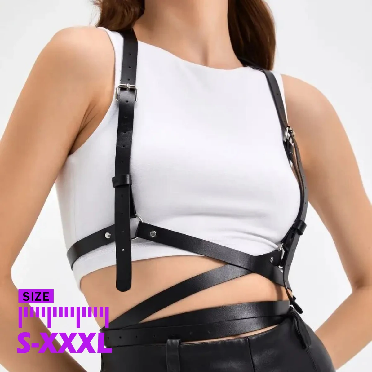 

Plus Size Women's Women's Fashion Body Harness Corset Leather Lingerie Suspenders Gothic Fetish Clothing Accessory
