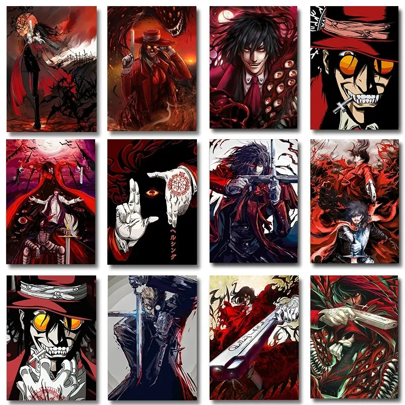 Horror Anime Hellsing Ultimate Posters Manga Canvas Painting Prints, decoración del hogar, sala de estar, estudio, Mural, arte de pared
