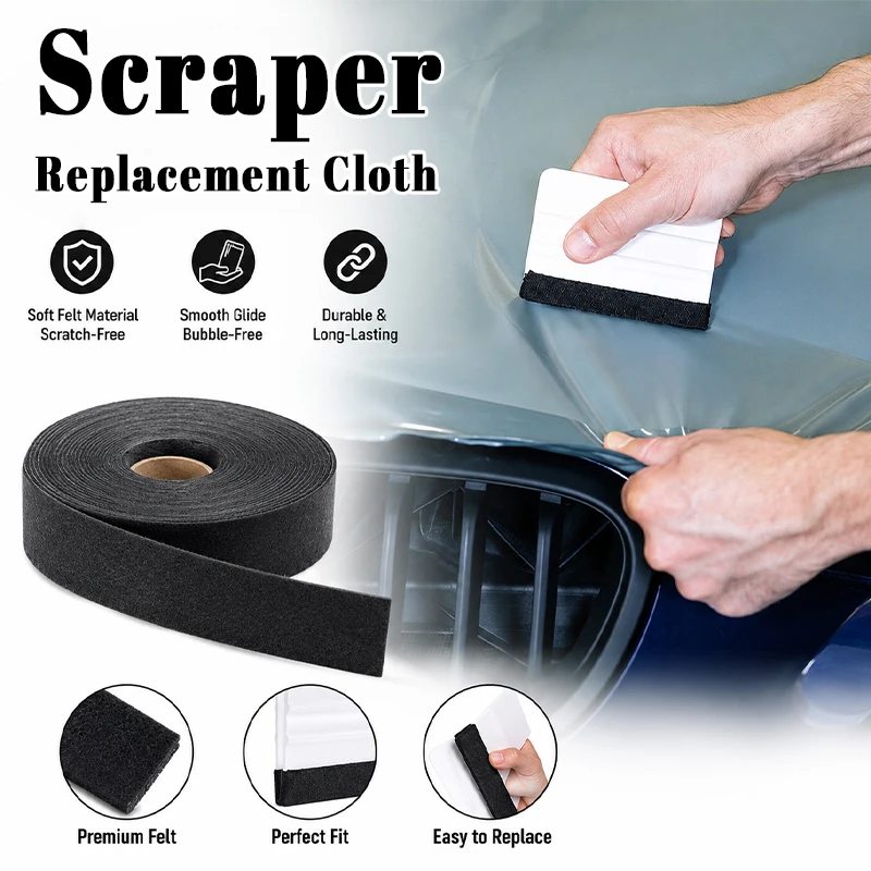 15m Square Scraper Felt Replacement Pad High Adhesive Velvet Patch For Car Window Tint Film Tool Auto Sticker Install Accessory