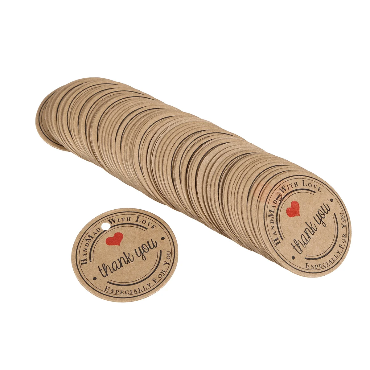 200Pcs Kraft Paper Gift Tag Round Shape No Tools Required for Clothing Price Gift Student Cards Round Paper Tag