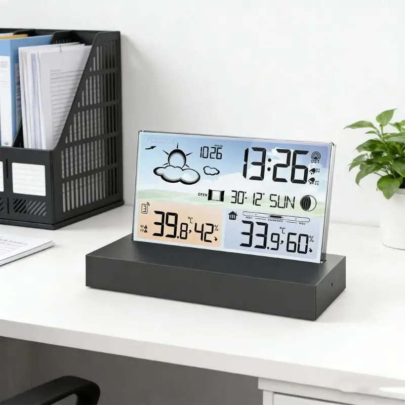 Wireless Color Screen Environment Clock For Inside Outside Temperature Check 