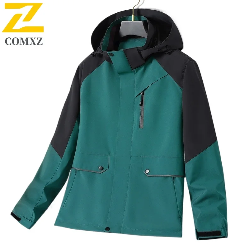 

EiAO Windbreaker Couple's Detachable Hood Spring Autumn Waterproof Outdoor Jacket for Hiking Camping Fishing Loose Fit 2025