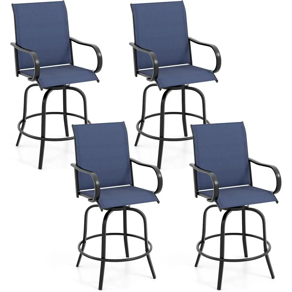 

Set of 4 Outdoor Swivel Bar Stools, Tall Patio Chairs with Armrests and High Back, Comfortable Outdoor Seating for High Top Bars