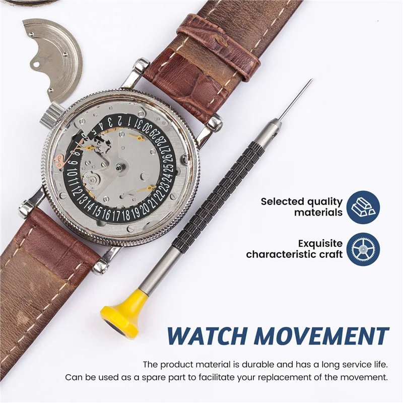 ST2552 Six-Pin 6 O'clock Black Calendar Fully Automatic Mechanical Movement 3/6/9 Small Needle Watch Accessories-N37R