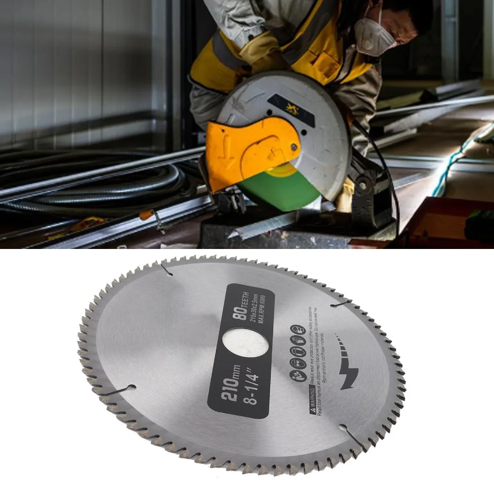 80 Teeth Circular Saw Blade Cemented Carbide 30mm Bore Diameter Thin Kerf Saw Blade 210mm Outer Diameter Thin Kerf