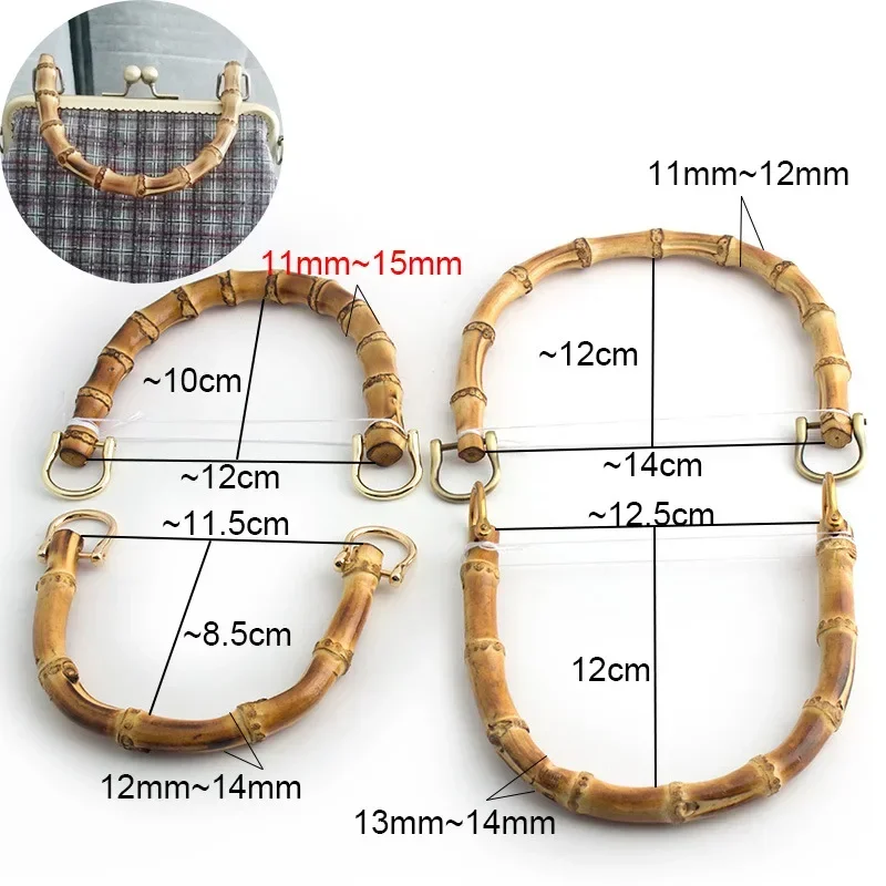 1Pc Deepeel Woven Bag Handles Natural Bamboo Handle Purse Frame Handbag Sewing Brackets Wooden Closure DIY Bags Accessories