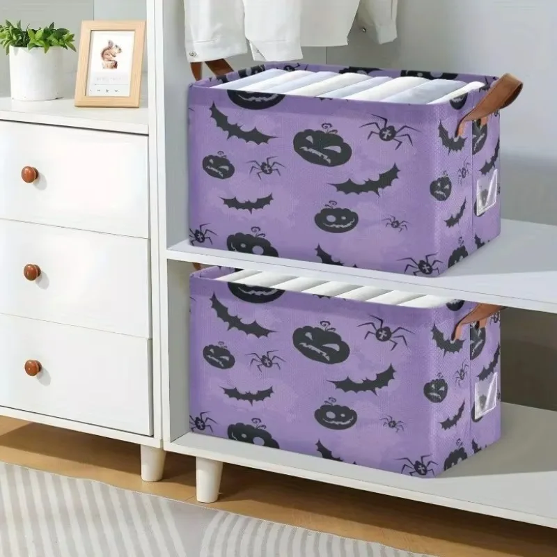 Halloween Collapsible Storage Basket Cartoon Canvas Organizer Bin for Toy Clothes Multi Function Home Container
