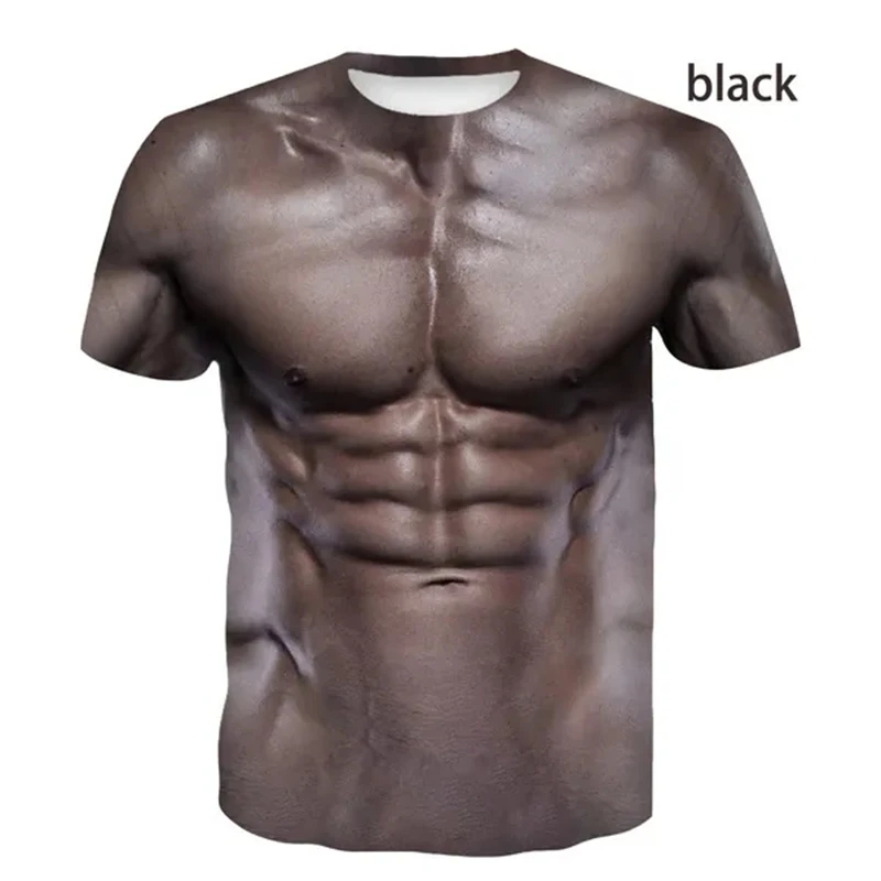 Newest Muscular Man 3D Printed T Shirt Fashion Funny Short-Sleeved Tops Pullover Mens Apparel Tee Shirt Streetwear Loose Male