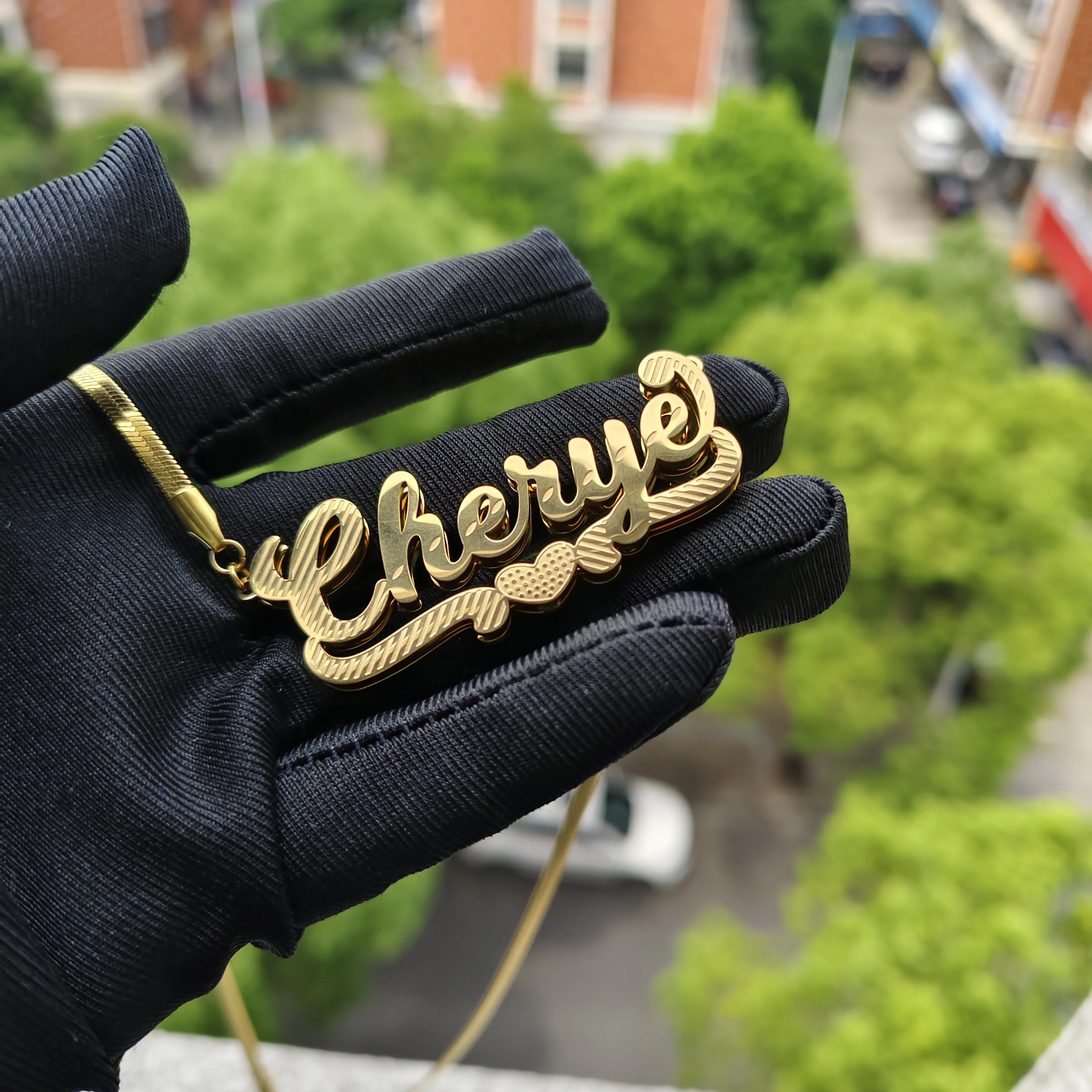 

DHQH Customized Name Double layer Necklace Personalized Letter 3D Necklace Personalized Necklace Commemorative Christmas Gift