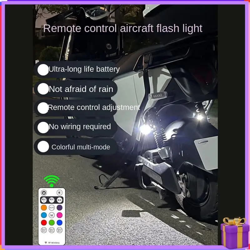

Advanced-Motorcycle LED Warning Light Universal Mini Signal Light Drone With Controller Strobe Light 8 Color Indicator