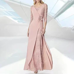 customized Long Mother of the Bride Dress Chiffon Lace Floor-Length Mermaid Wedding Guest Prom Party Formal Wedding Party Maxi