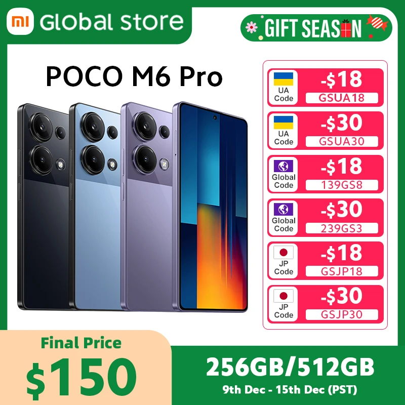 POCO M6 Proグローバルバージョンのスマートフォン,nfc,256GB, 512GB,helio g99,ウルトラ64mpカメラ,ois付き,6.67インチ,120hz,amoled,67w,新品