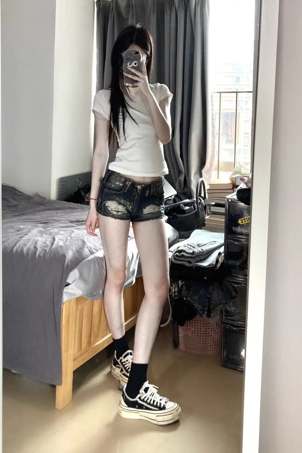 

Женские джинсовые шорты с низкой талией 2000-х годов, женские рваные готические джинсовые шорты Y2k, уличная одежда, сексуальные шорты в стиле Харадзюку в американском стиле ретро