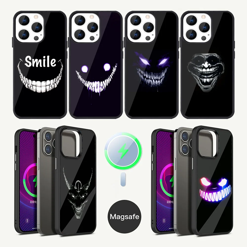 Smiley Creepy Face Scared Demon Phone Case For iPhone 15,14,13,12,11,Plus,Pro,Max Mini Magsafe Magnetic Wireless Charging