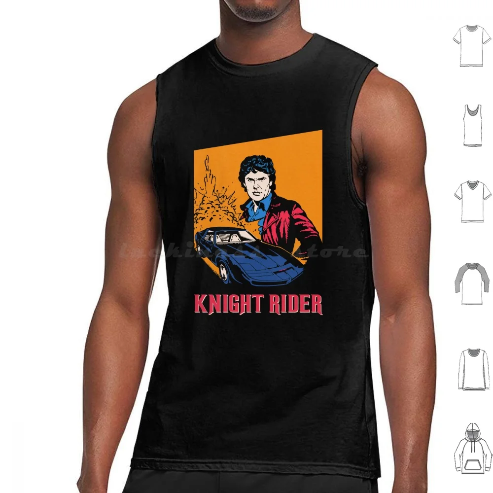 Knight Rider-Michael Knight-Kitt Supercar camisetas sin mangas estampado algodón Knight Rider Michael Knight Kitt Supercar Serie Tv Tv