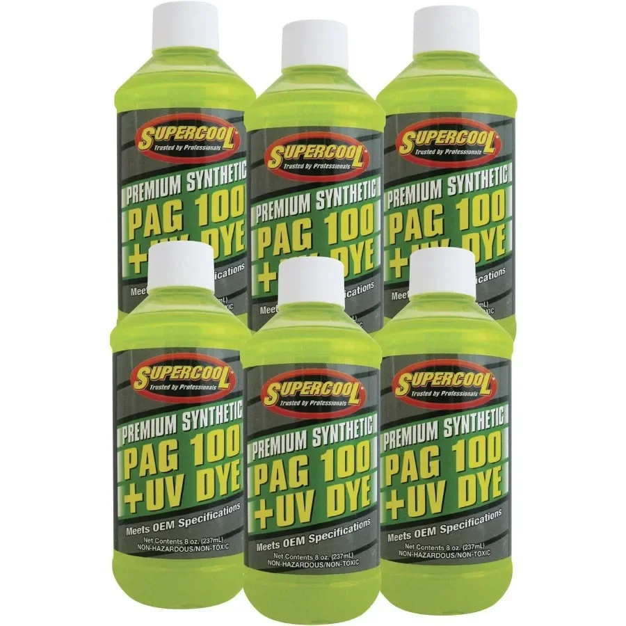 

P100-8D-6CP PAG Oil 100 Viscosity with U/V Dye 8oz 6-Pack