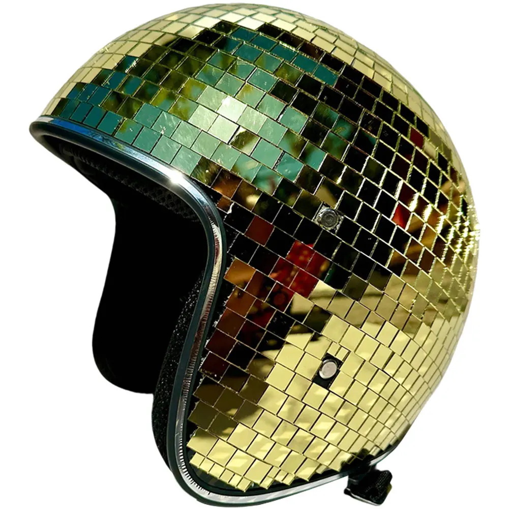 

Classic Disco Ball Helmet Reflective Disco Shiny Hat with Retractable Visor Mirror Glitter Ball Helmets Hat for Club Bar Party