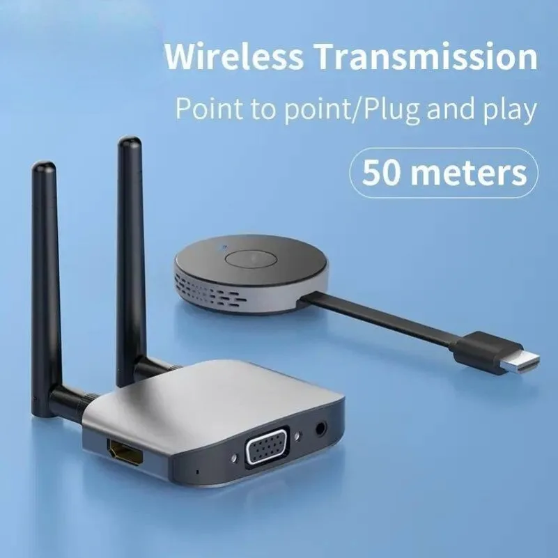 G6W Wireless HDMI Video Transmitter Receiver Kit, 5G Wireless HD Extender, Support HDMI & VGA Output, Plug and Play