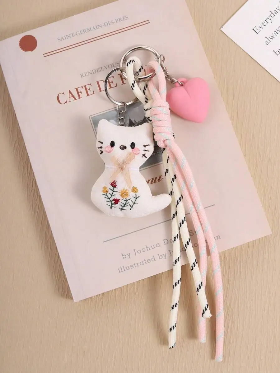 Cute flower cat DIY decoration for bags keychains pet items backpack hanging ornaments colorful small accessories ideal gift for