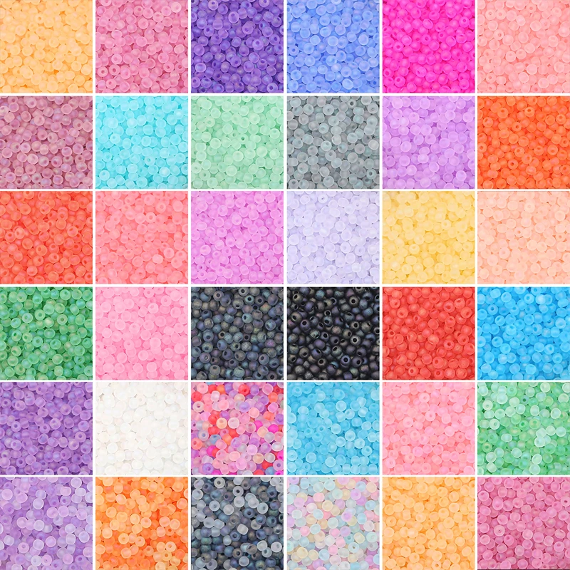 10g 2/3/4mm High Quality Glass Seed Beads Frosted Matte Rainbow Color Beads for Earring Bracelet Necklace DIY Jewelry Making