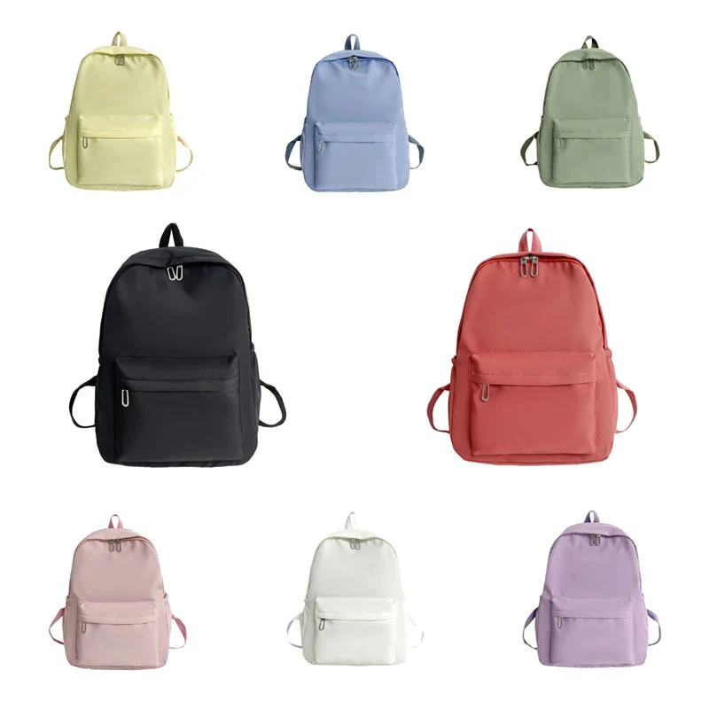 Mochila impermeável de grande capacidade para mulheres, mochila zíper suave, cor sólida, mochila casual para adolescentes, fonte de estudante